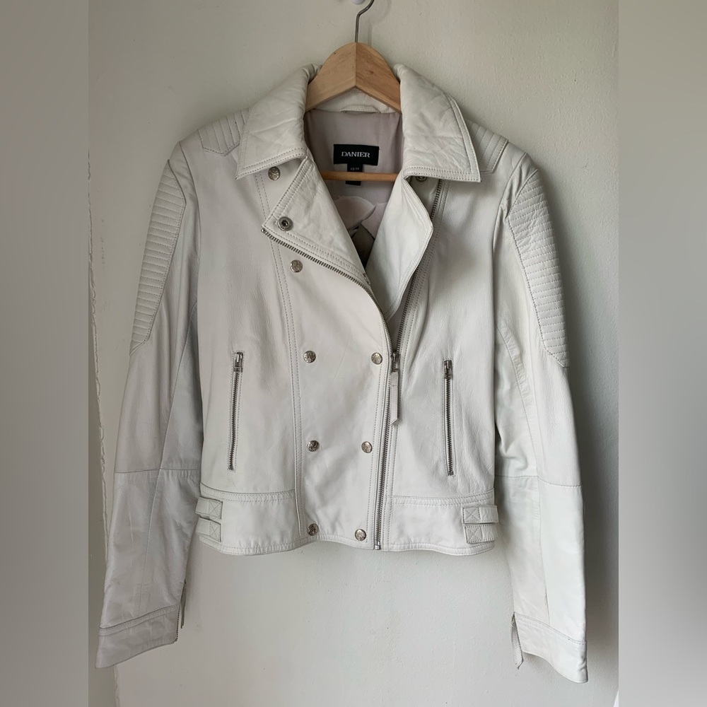 Danier White Genuine Leather Jacket Size XS